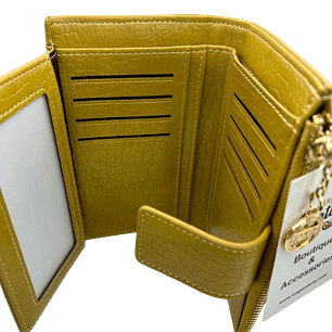 Mustard Croc-Embossed Wallet by Coveri Collection