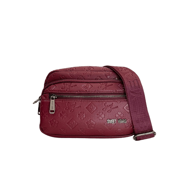 Sweet Years Embossed Burgundy Crossbody Bag 1