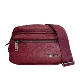 Sweet Years Embossed Burgundy Crossbody Bag