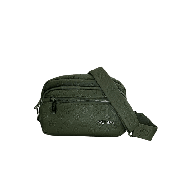 Sweet Years Embossed Olive Green Crossbody Bag 1