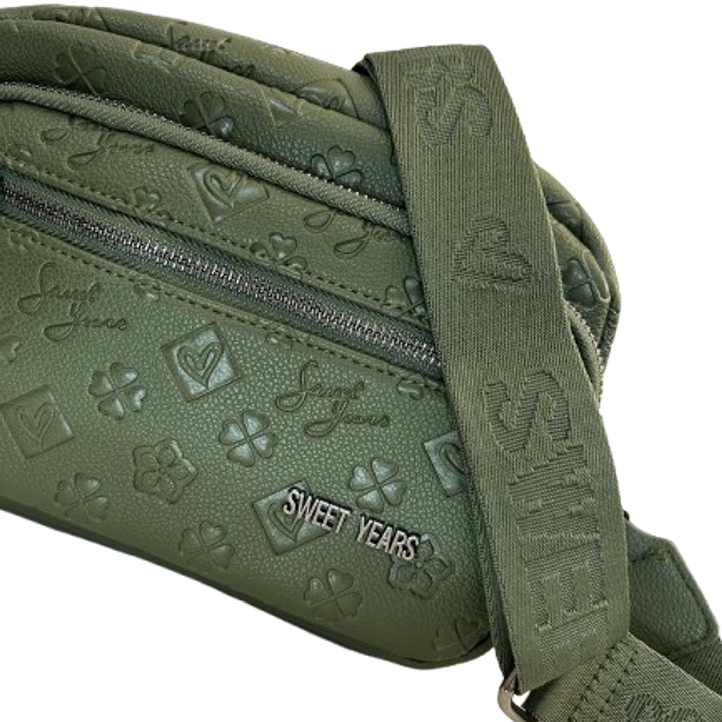 Sweet Years Embossed Olive Green Crossbody Bag 2