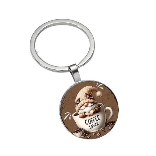 Coffee Lover Gnome Keychain