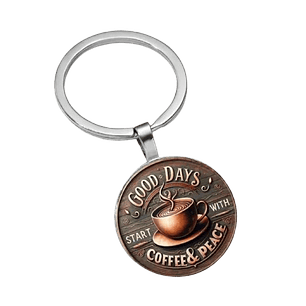 Good Days Start with Coffee & Peace Keychain