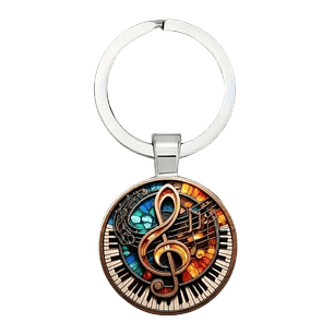 Musical Harmony Keychain - Treble Clef & Piano Design