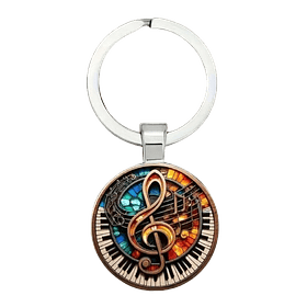 Musical Harmony Keychain - Treble Clef & Piano Design