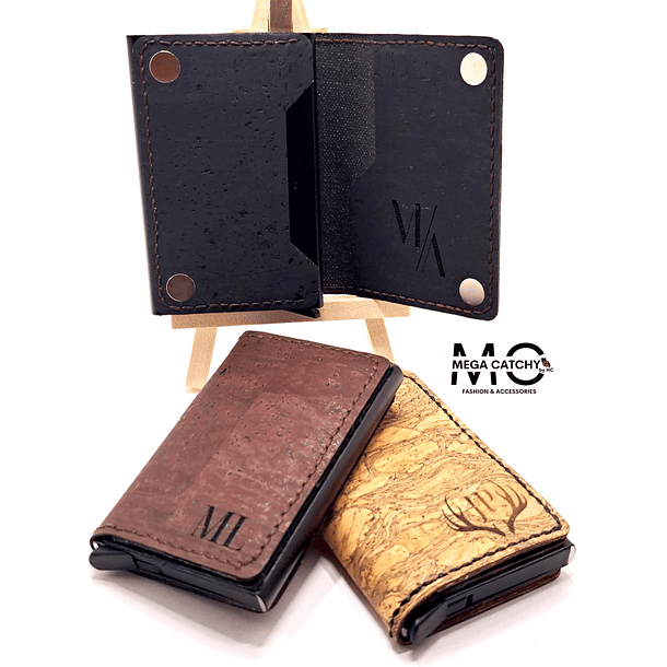 RFID Handcrafted Navy Cork Wallet with Custom Engraving 4