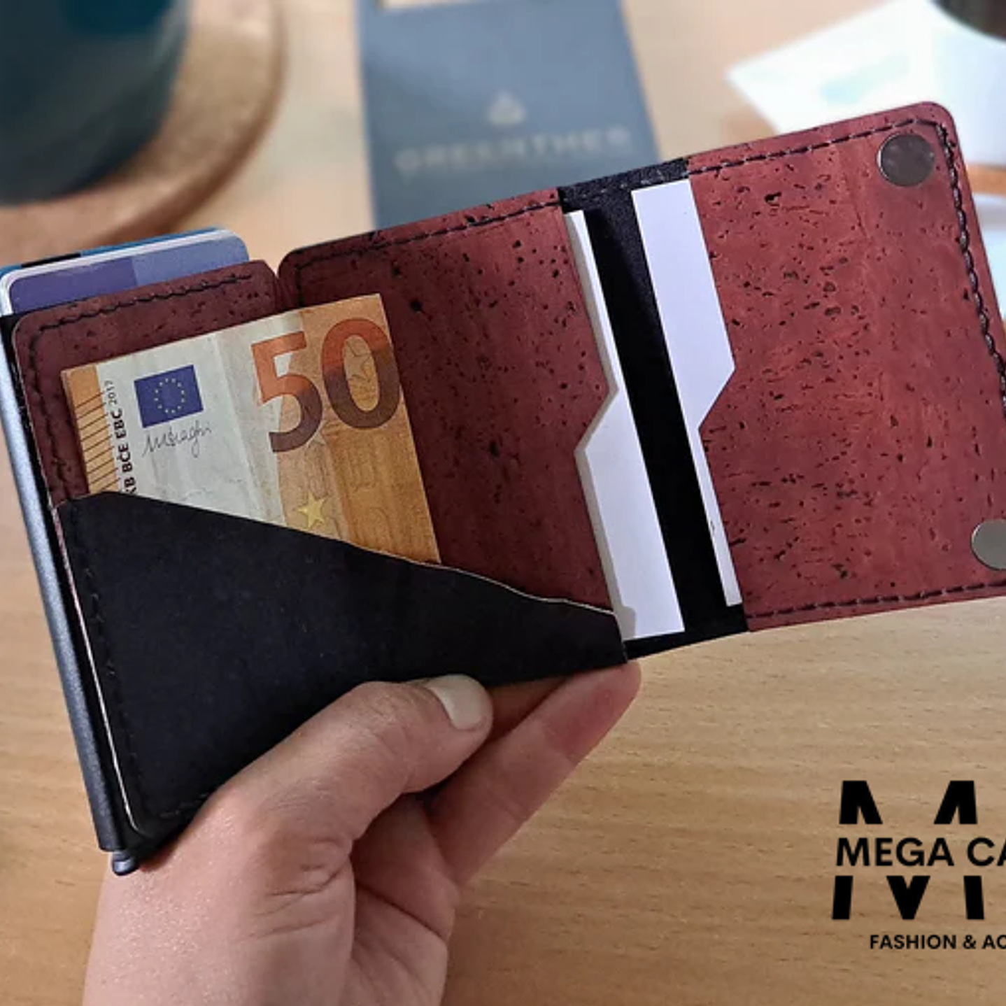 RFID Handcrafted Red Cork Wallet with Custom Engraving 3