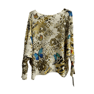 Wild Elegance Butterfly & Leopard-Print Knit Top