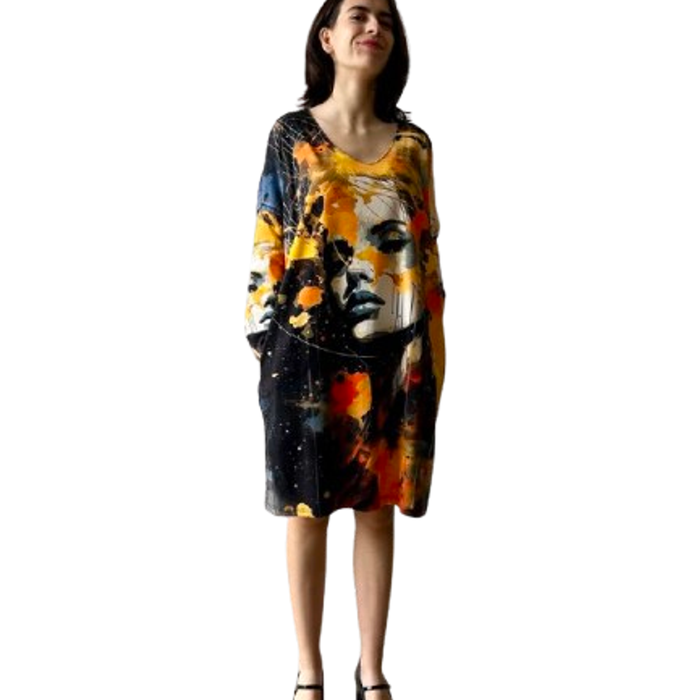 Abstract Portrait Dress - Made in Italy 1