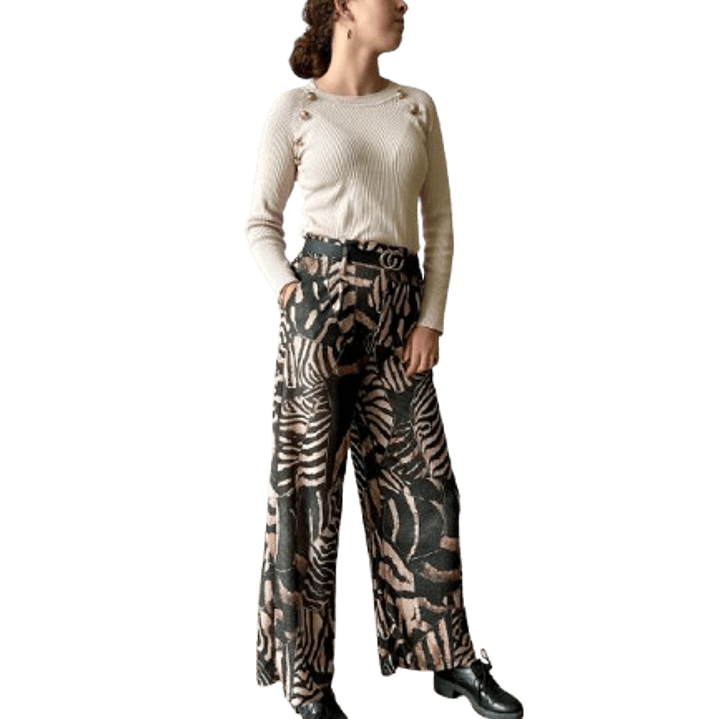 Wide-Leg Animal Print Trousers 1