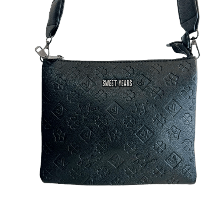 Sweet Years Embossed Black Crossbody Bag 1