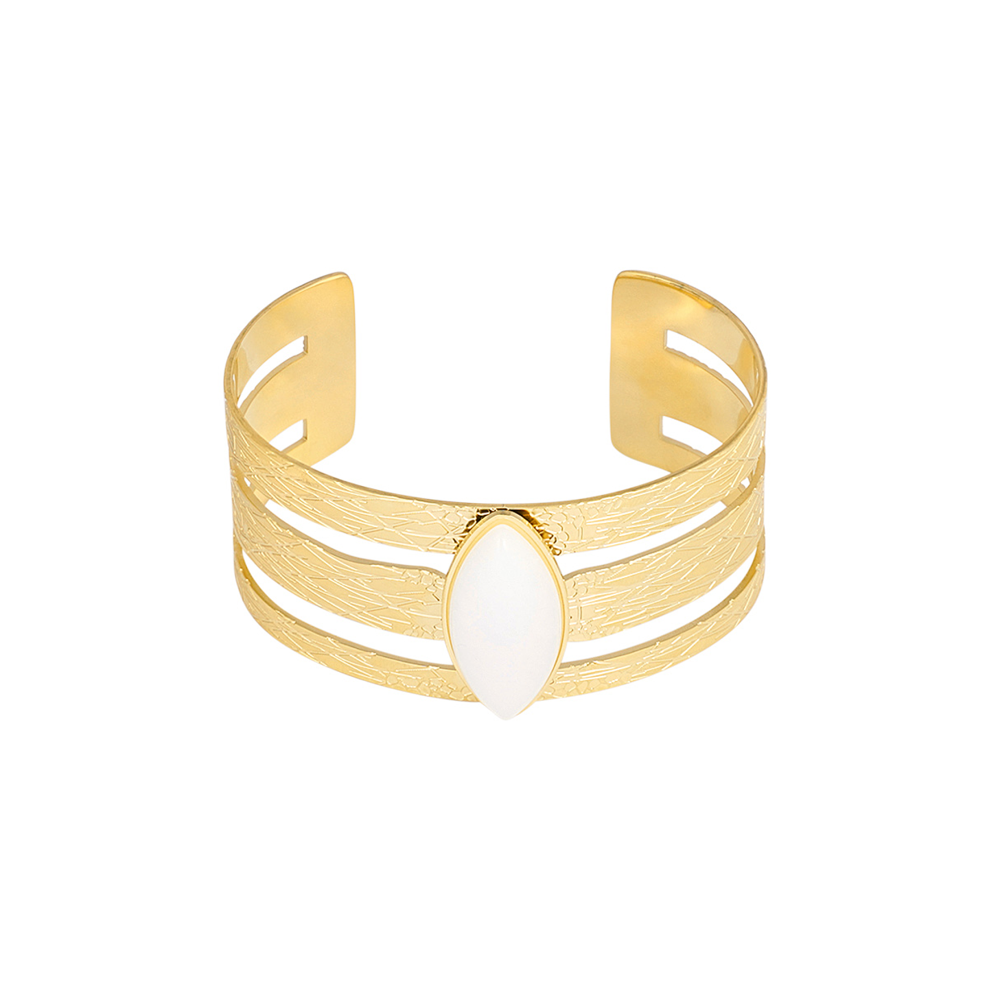 Pulseira Cuff Dourada Aurora com Pedra Natural 4