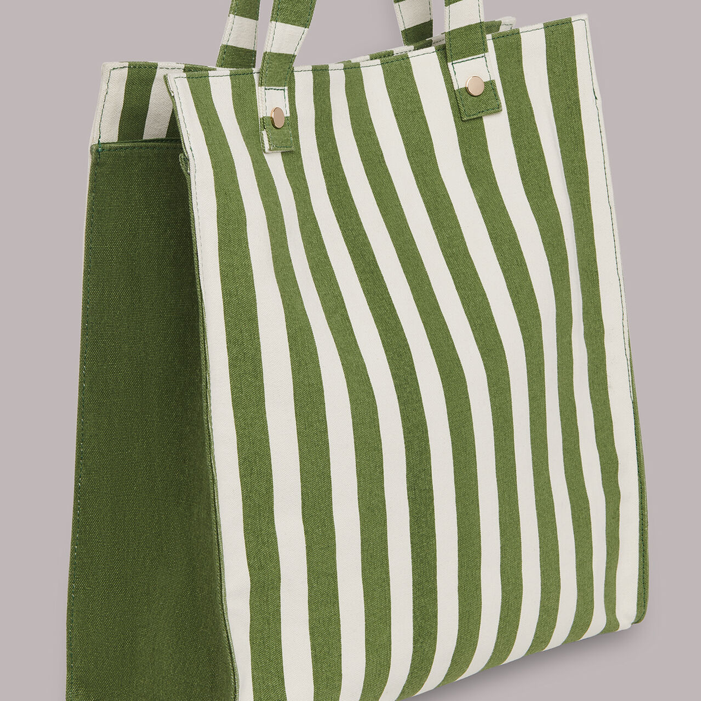  Sena Striped Canvas Tote Green White 2