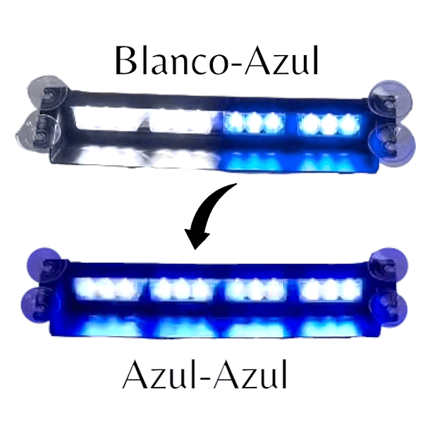 Baliza Parabrisa 4 Modulos (3 led) Clear --- Azul-Azul 1