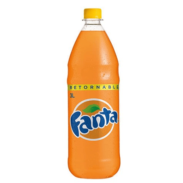 Fanta de 3 Litros retornable. 