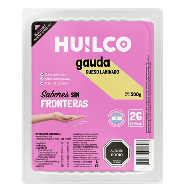 Queso Gauda Huilco laminado 500 GR 