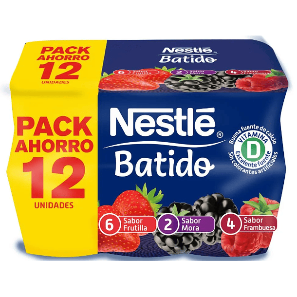 Yogurt Nestlé sabor frutilla mora y frambuesa 