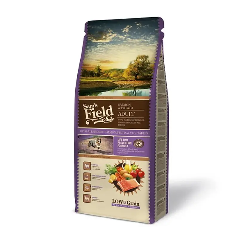Sam's Field Low Grain Salmão & Batata Hipoalergénico 13Kg