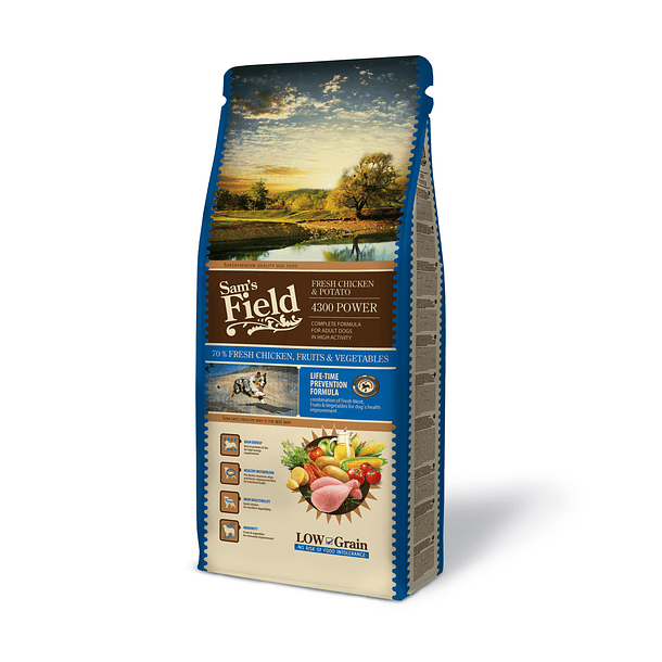 Sam's Field Low Grain 4300 Power Frango e Batata p/Adulto 13Kg