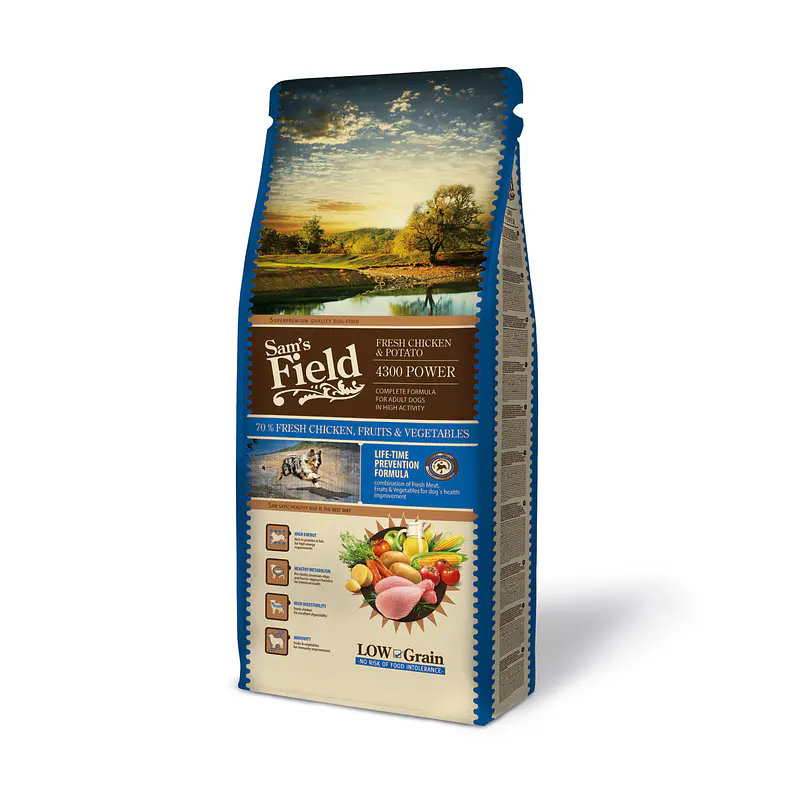 Sam's Field Low Grain 4300 Power Frango e Batata p/Adulto 13Kg