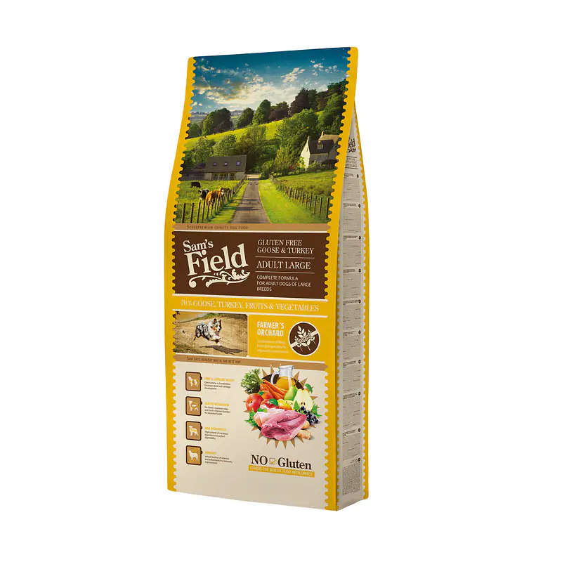 Sam's Field Glúten Free Ganso e Perú p/Adulto Grande 13Kg