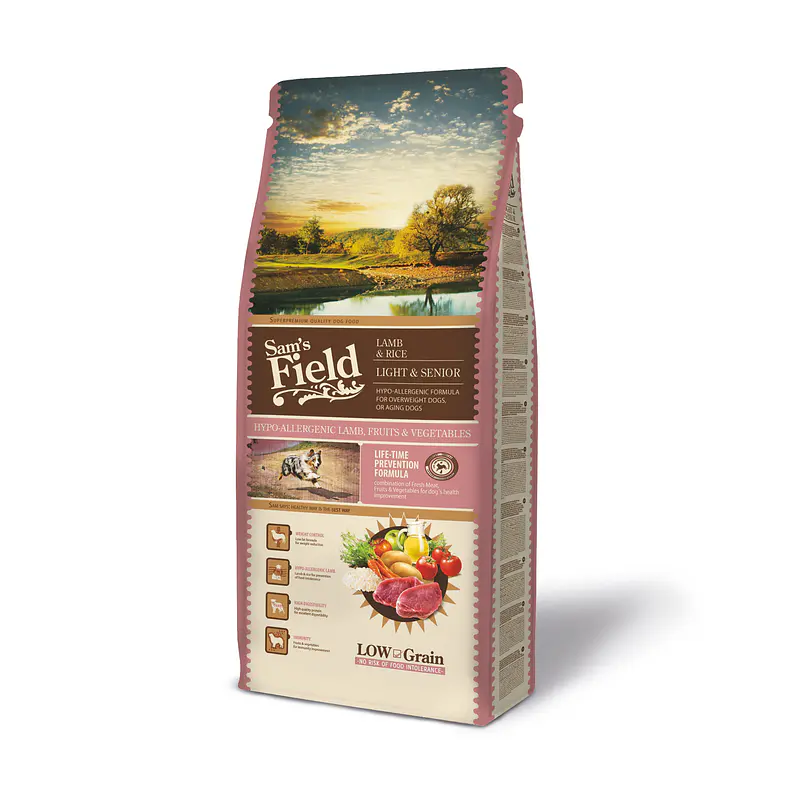 Sam's Field Low Grain Borrego e Arroz Light Sénior 13Kg