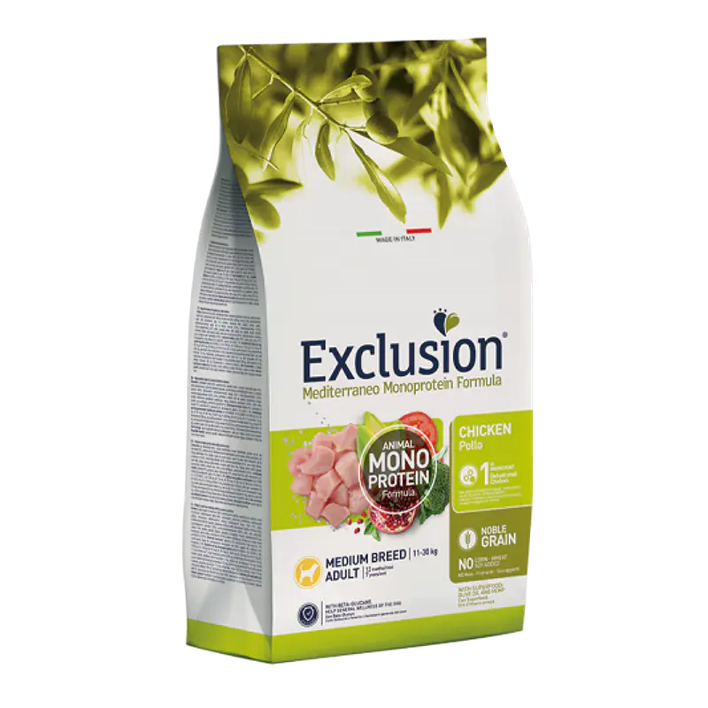 Exclusion Noble Grain Frango p/Adulto Médio 12kg