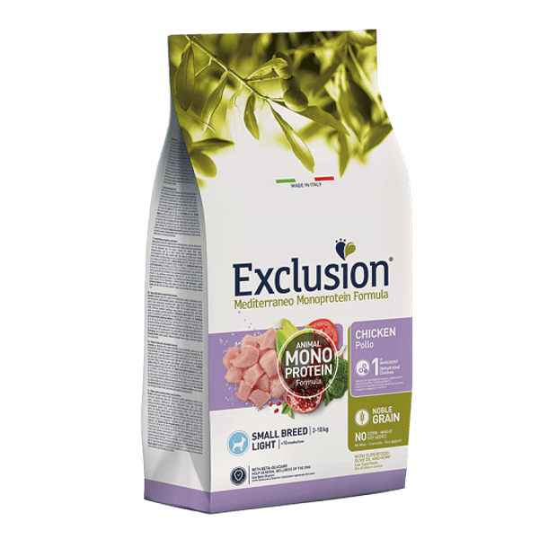 Exclusion Noble Grain Light Frango p/Adulto Pequeno 2Kg