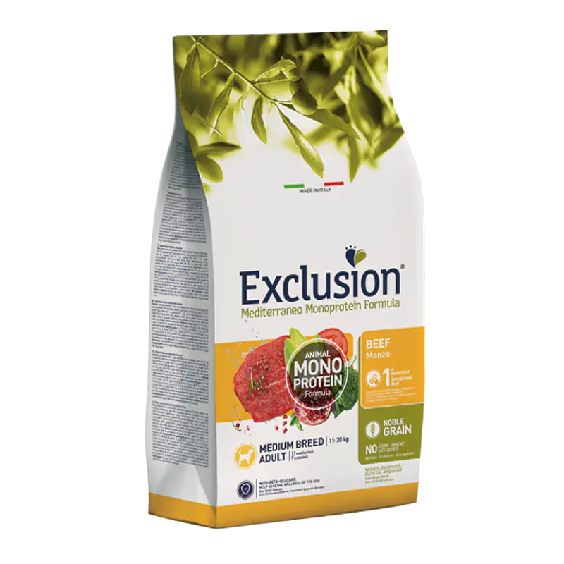Exclusion Noble Grain Bife p/Adulto Médio 12kg