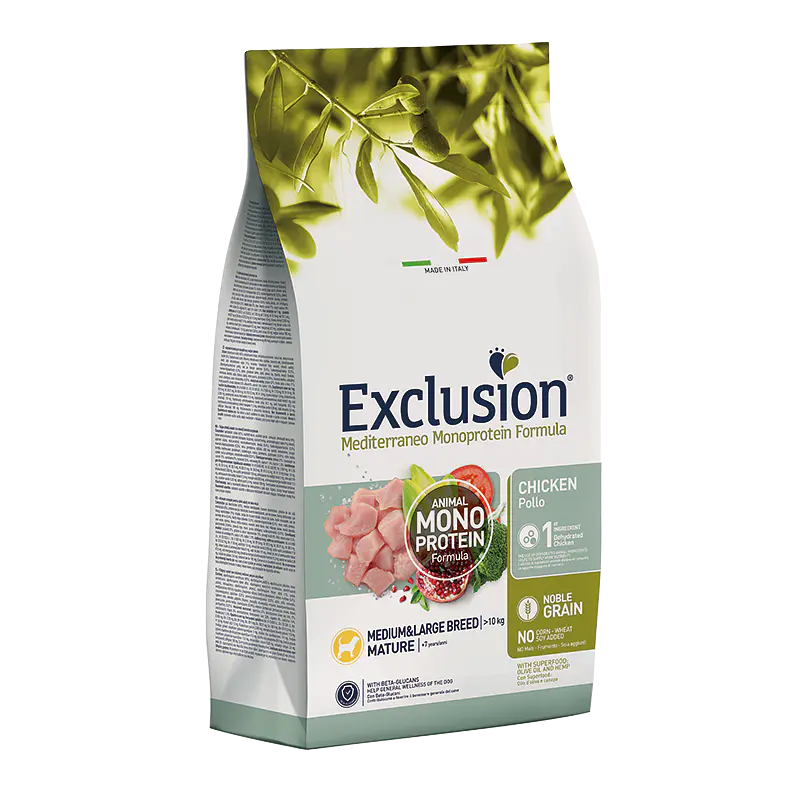 Exclusion Noble Grain Mature Frango p/Adulto Médio/Grande 12Kg