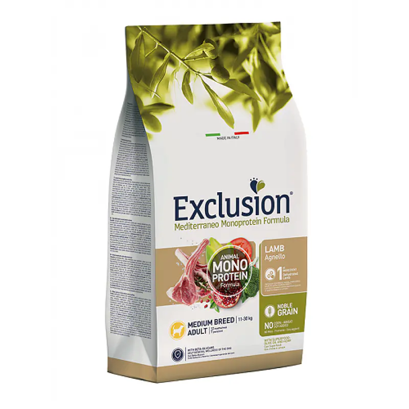 Exclusion Noble Grain Borrego p/Adulto Médio 12Kg