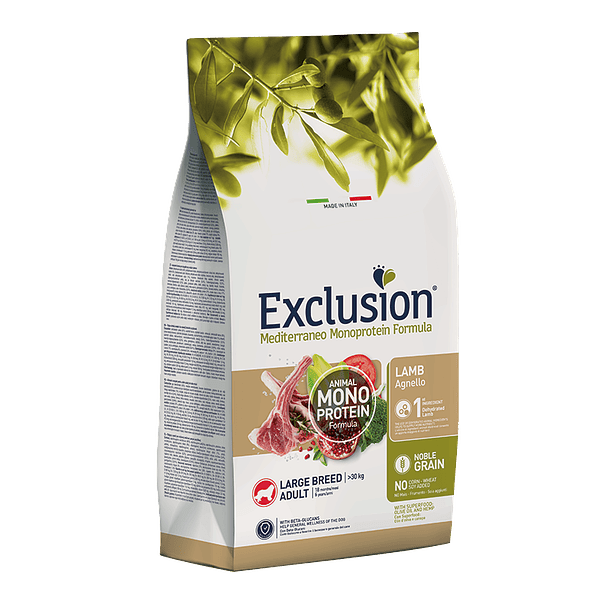 Exclusion Noble Grain Borrego p/Adulto Grande 12Kg