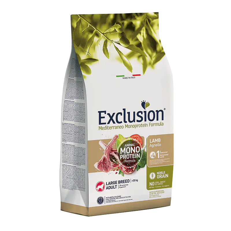 Exclusion Noble Grain Borrego p/Adulto Grande 12Kg