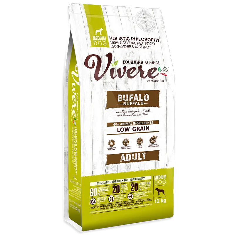 Vivere Low Grain Adulto Médio Búfalo 12kg
