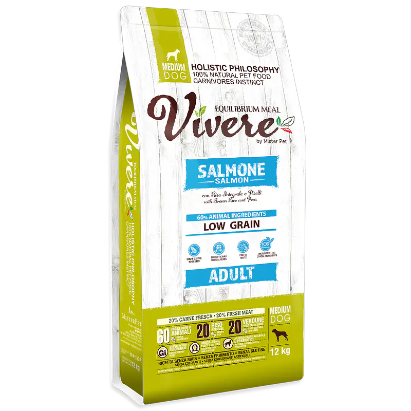 Vivere Low Grain Adulto Médio Salmão 12kg