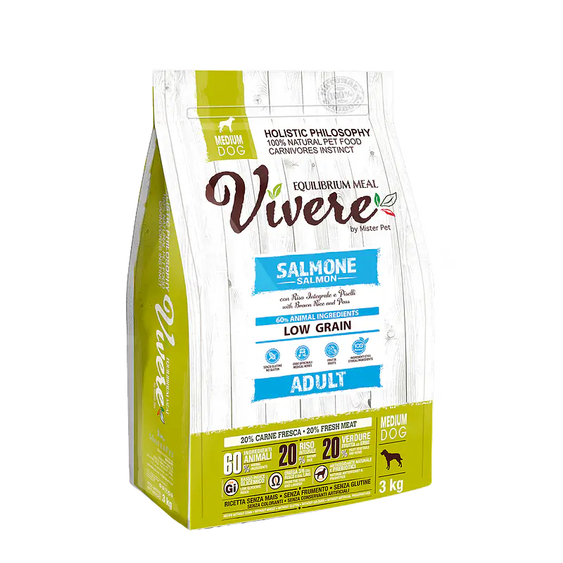 Vivere Low Grain Adulto Médio Salmão 3kg