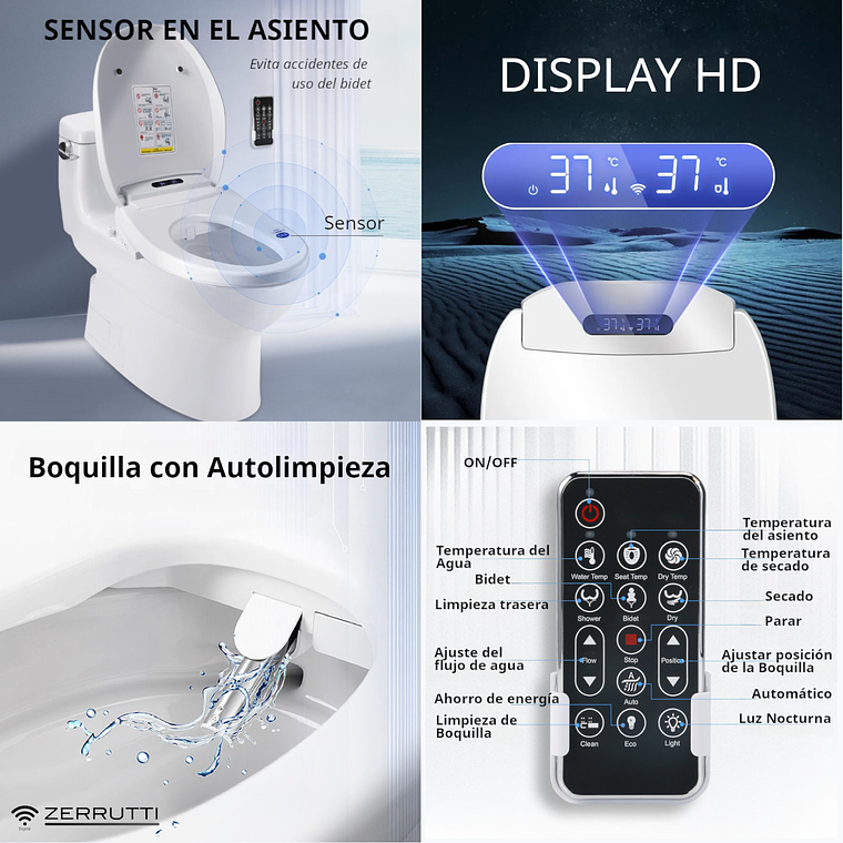 Asiento Bidet Multifuncional Para Sanitario con Control Remoto 6