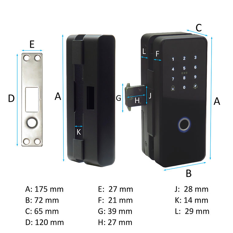 Cerradura Digital Inteligente Zerrutti Para Puerta de Vidrio 8