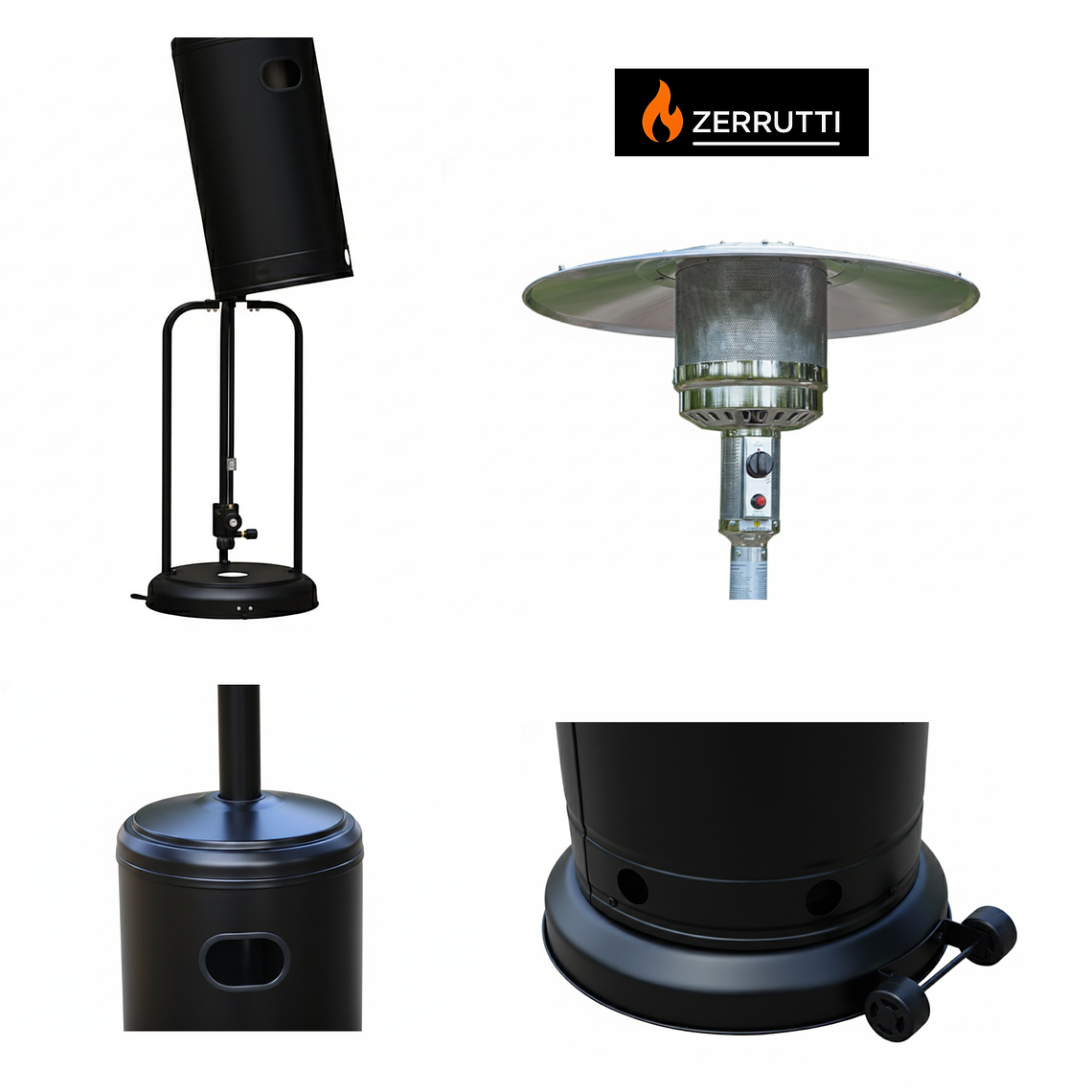 Calentador de Exterior Tipo Hongo Negro Zerrutti Power Max 4