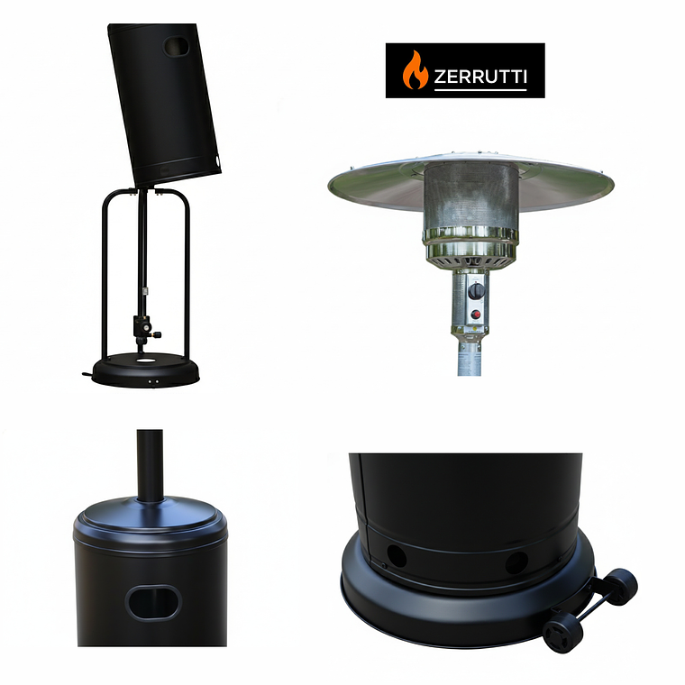 Calentador de Exterior Tipo Hongo Negro Zerrutti Power Max 4