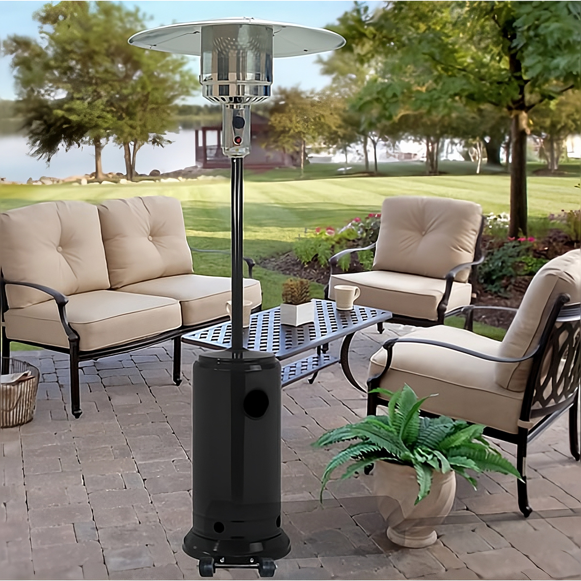 Calentador de Exterior Tipo Hongo Negro Zerrutti Power Max 2