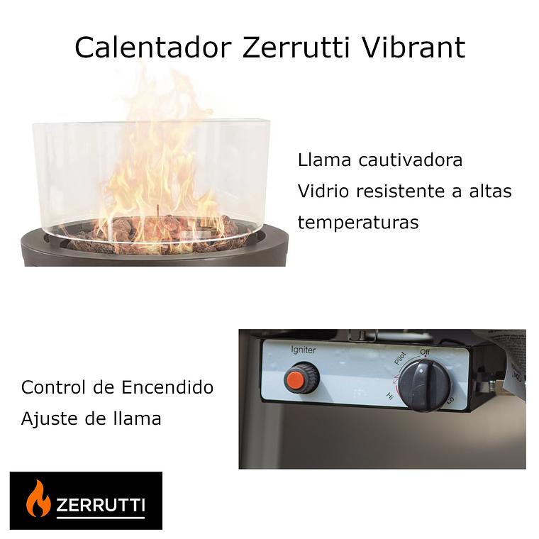 Calentador Fogata Redondo Zerrutti Vibrant 6