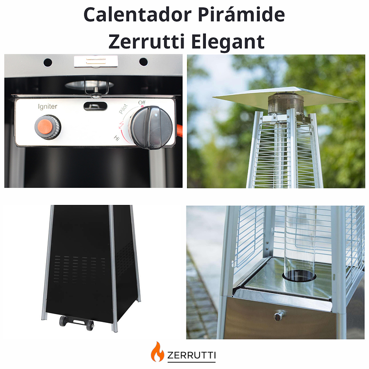 Calentador Fogata Pirámide Zerrutti Elegant Negro 5