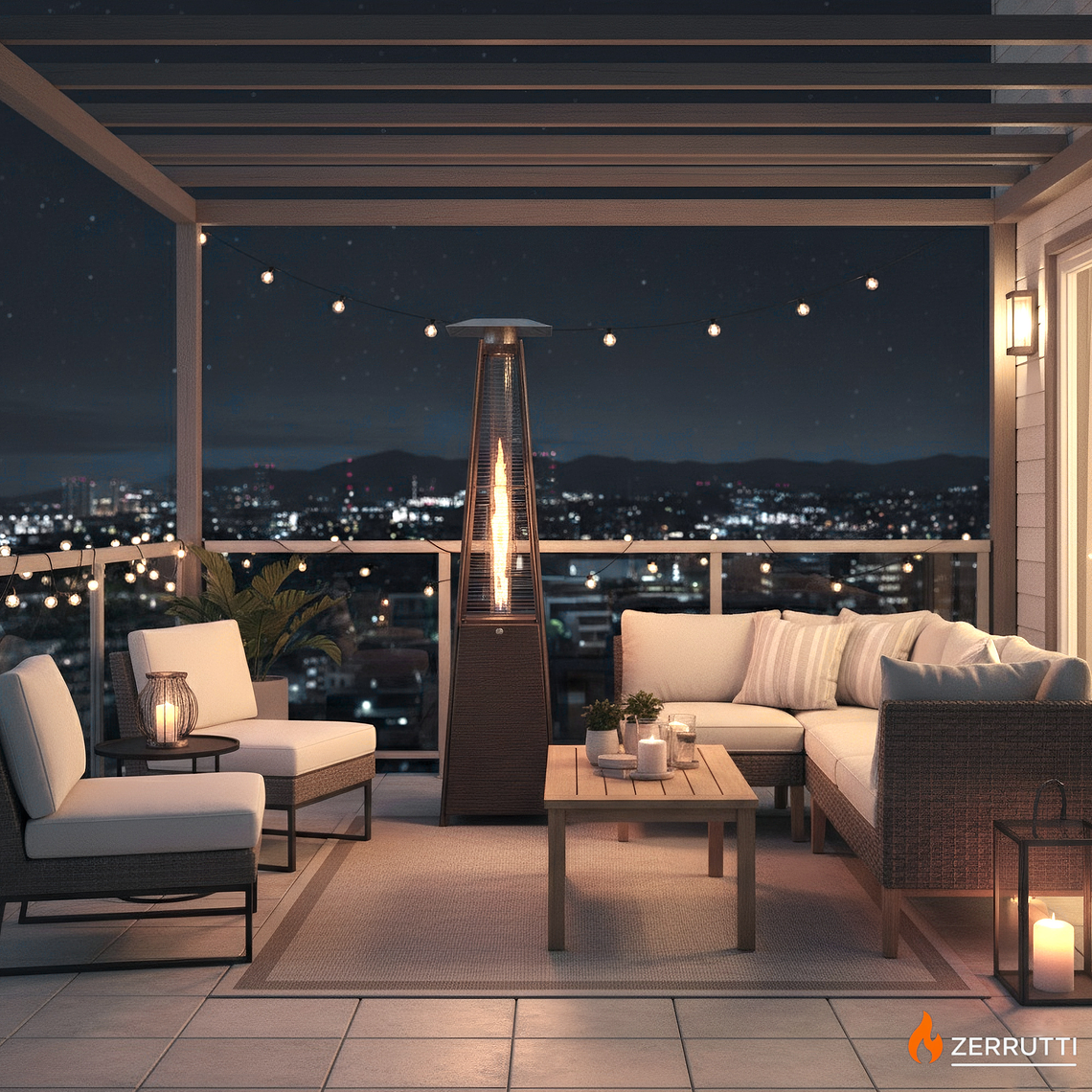 Calentador Fogata Pirámide Zerrutti Elegant Ratán 4