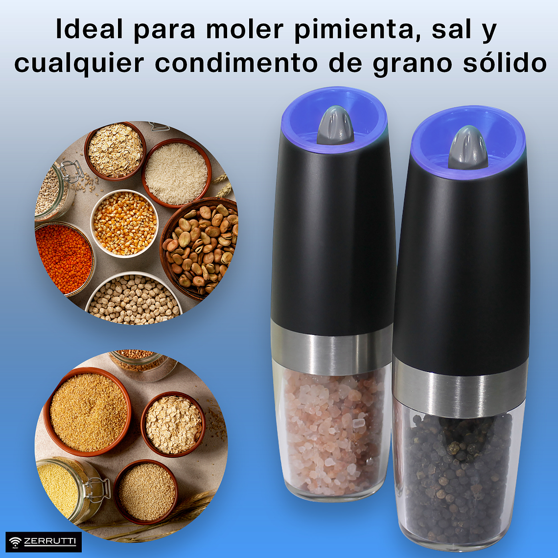 Set Gourmet: Salero y Pimentero Eléctrico y Tabla de Picar en Acero Inoxidable 10