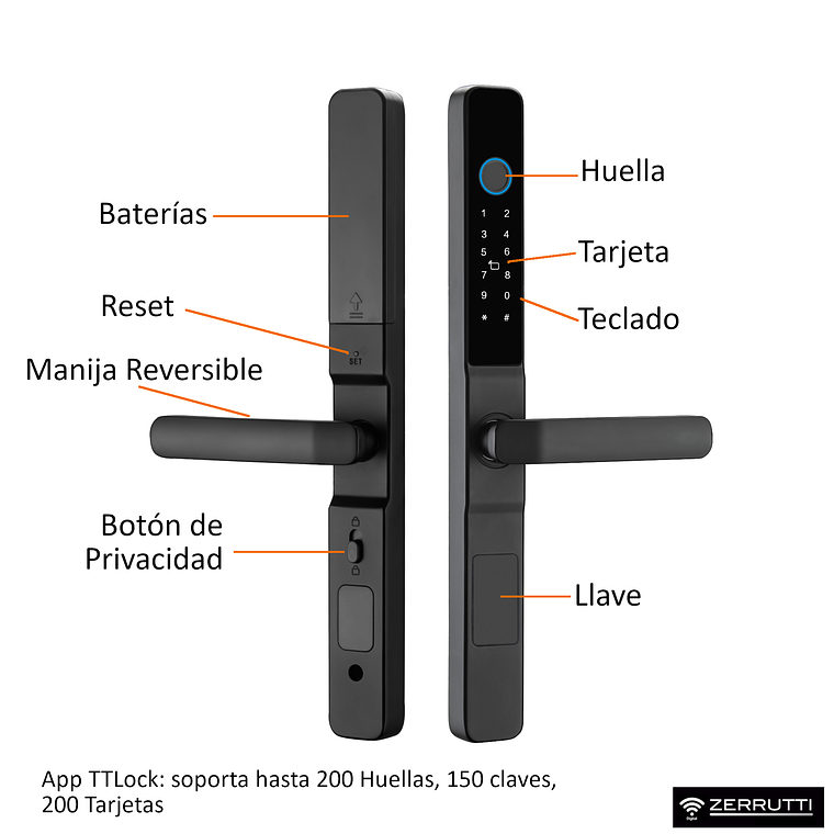 Cerradura Digital Para Puerta De Corrediza ZE 8051 - Slim 3