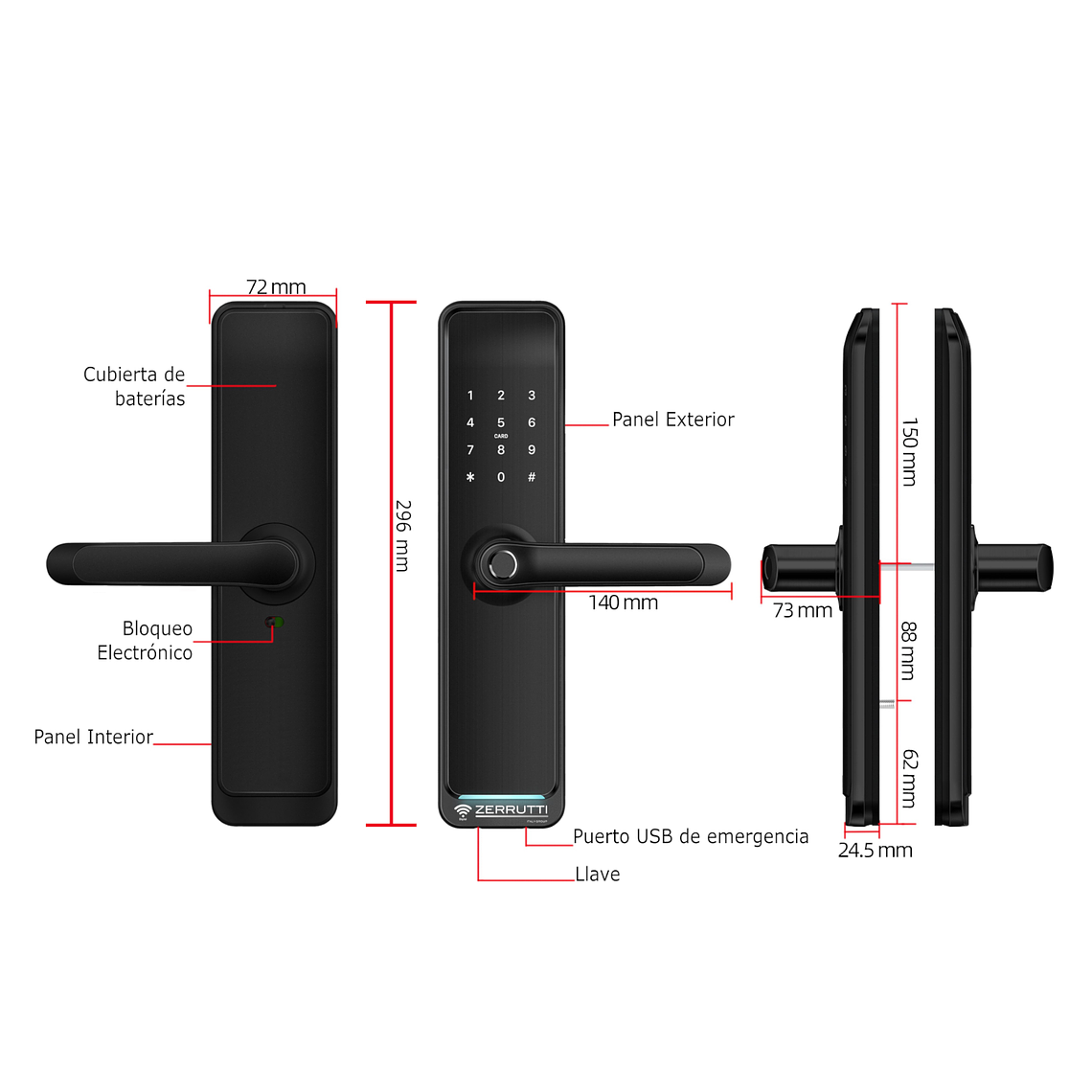 Cerradura Digital Inteligente Zerrutti ZE 8035 - Mecanismo Automático 5