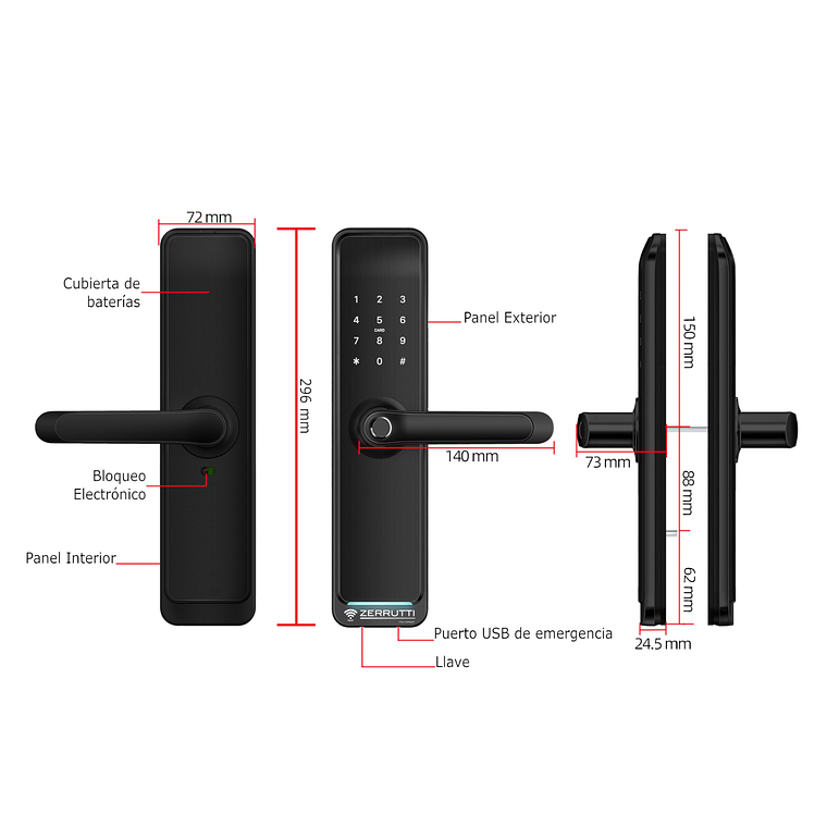 Cerradura Digital Inteligente Zerrutti ZE 8035 - Mecanismo Automático 5