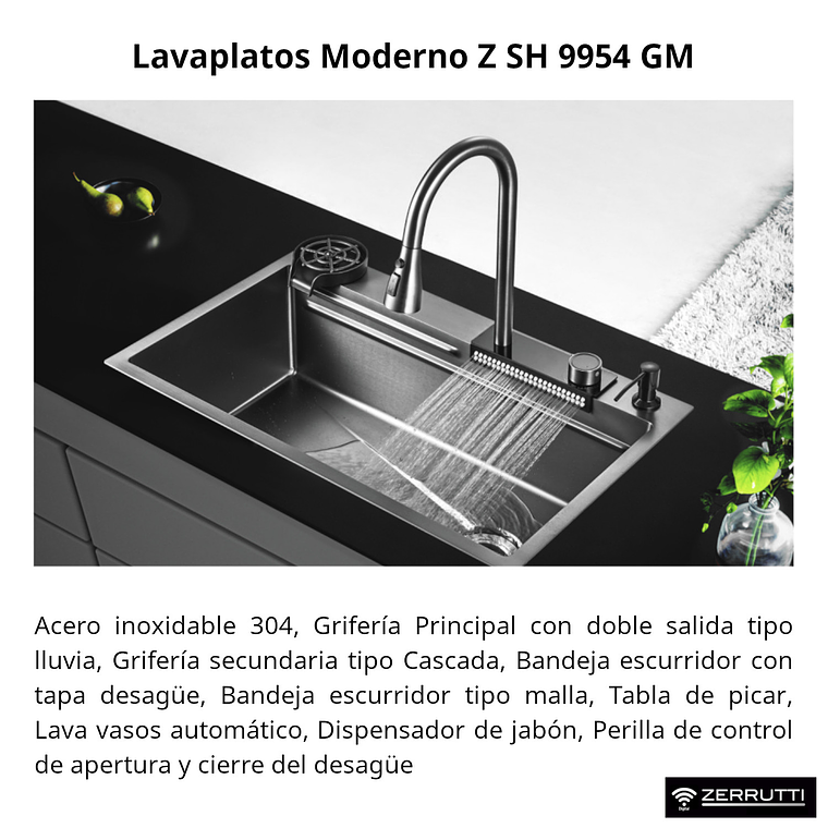 Lavaplatos Moderno Multifuncional 9954 en Acero Inoxidable. 75x45 Cm 4