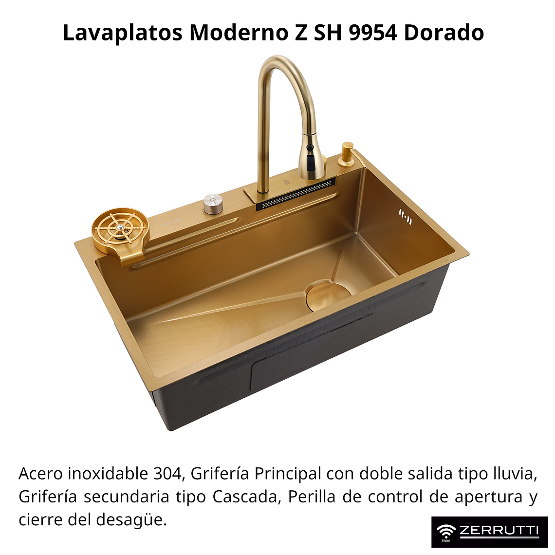 Lavaplatos Moderno Multifuncional 9954 en Acero Inoxidable. 75x45 Cm 10